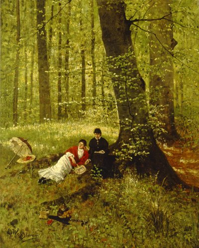 Lezen in het bos door Eduard Weichberger